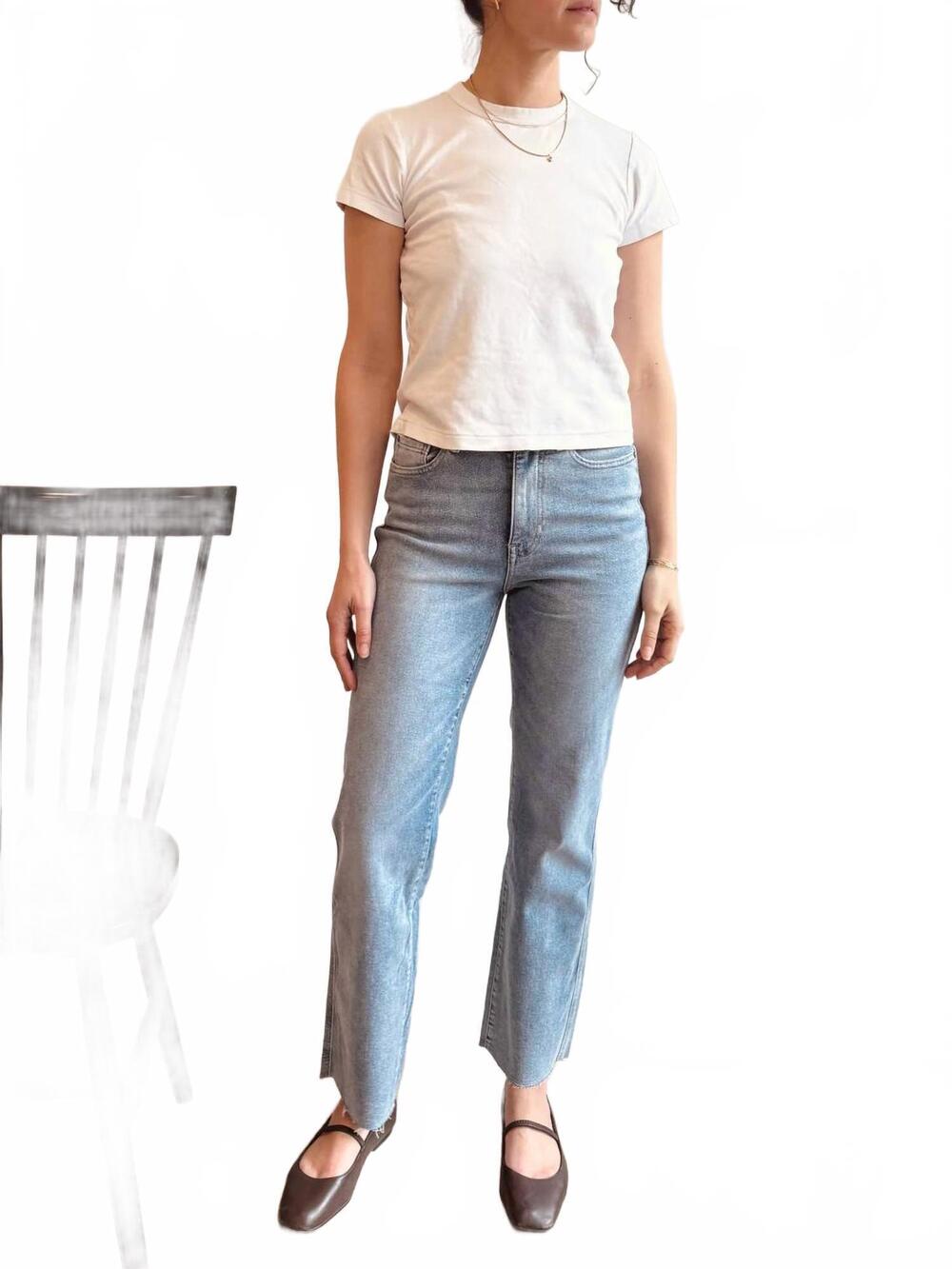 NEW WARP + WEFT ase straight leg jeans in springtime in the park